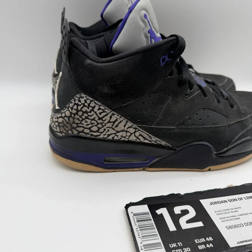 Jordan Sneakers Mens US 12 Black Son Of Low Grape Ice White 580603-008 Elephant